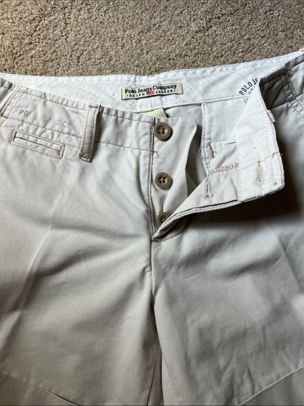 Polo Jean Company by Ralph Lauren Cream Women's Bermuda Shorts. Size 4.